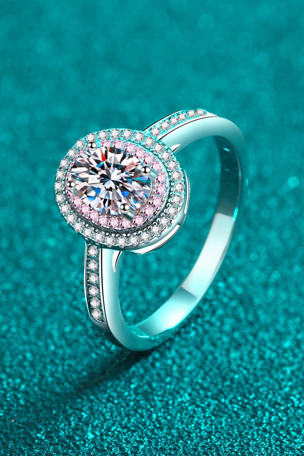 Bague Halo en Argent Sterling 925 avec Moissanite 1 Carat et Zircon en Accent