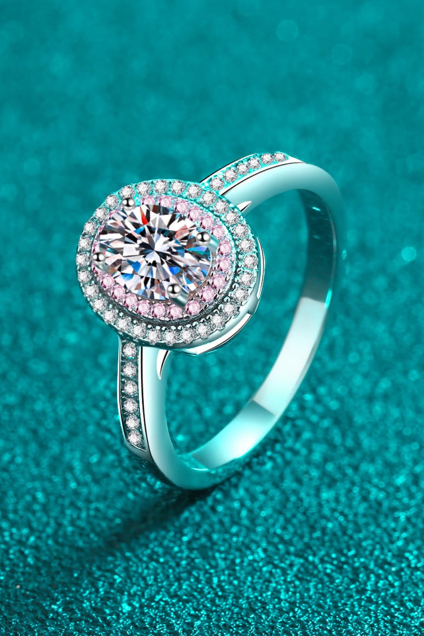 Bague Halo en Argent Sterling 925 avec Moissanite 1 Carat et Zircon en Accent