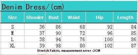 Stretch Mid Length Retro jeans Slim Single-breasted button down short sleeve Denim Dress
