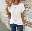 Casual Summer Short-sleeved Waffle blouse Top Summer New Solid Color Casual Evening Top For Women