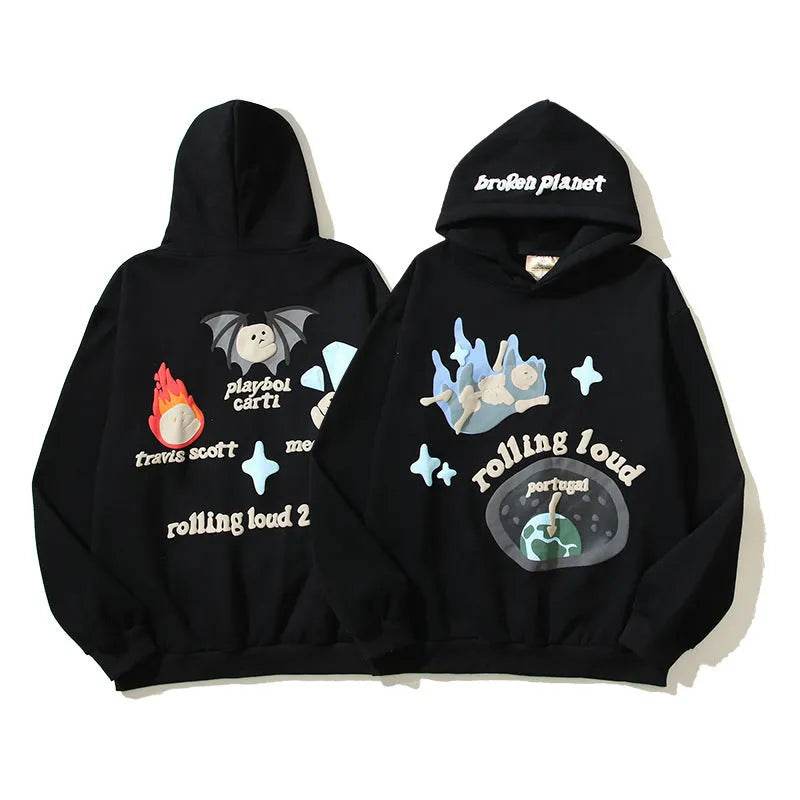 Men's Fashion Printed Vintage Hoodie Sweatshirt Pullover