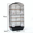 Wire Bird Parrot Cage with Wooden Perches – Black & White | 46×36×93cm