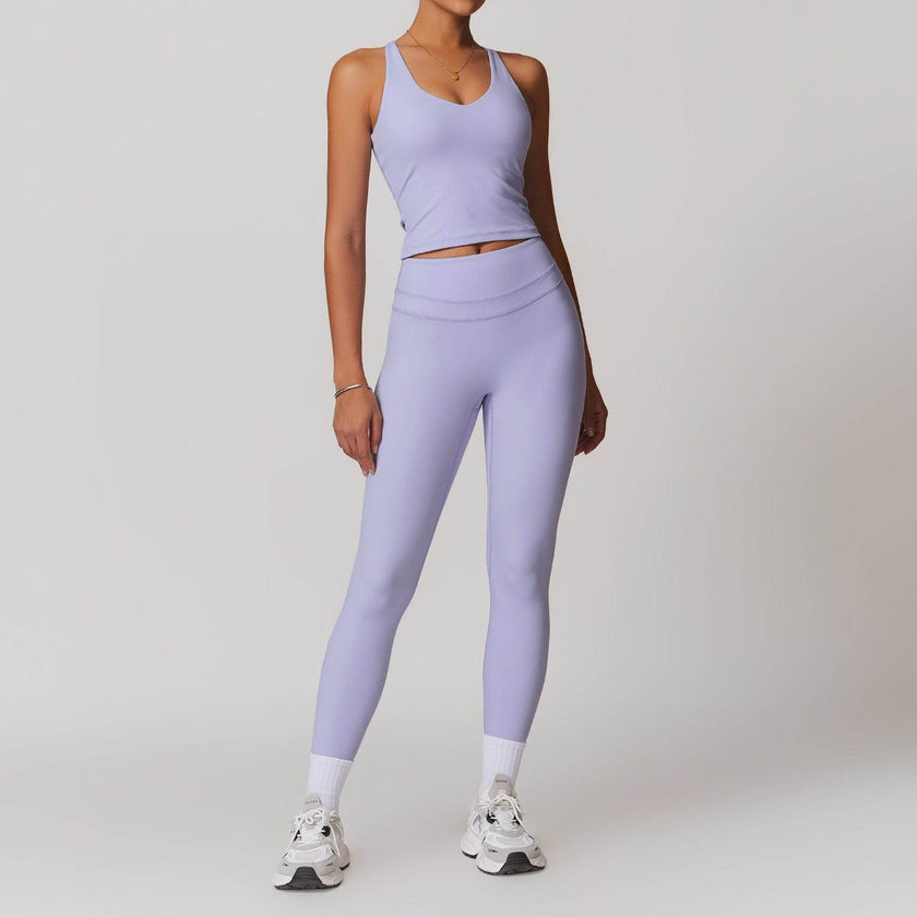 2pcs Nude feel short sleeve Workout Clothes for women Yoga Gym Clothes set