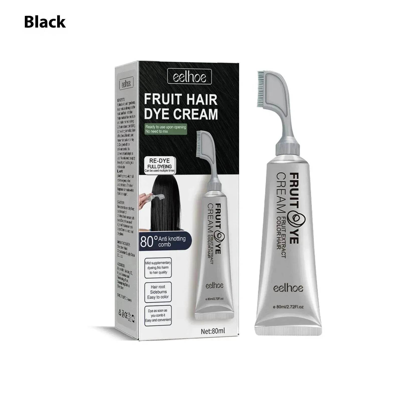 EELHOE Fruit And Vegetable Hair Dye Color Cream Black Hair Dye
