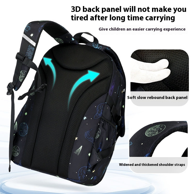 Kids Starry Sky School Backpack – Spine Support, Waterproof Oxford Cloth (Grades 5–9)