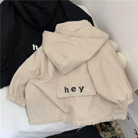 Children's Letters Anorak Cotton Zip Hoodie Windproof Jacket