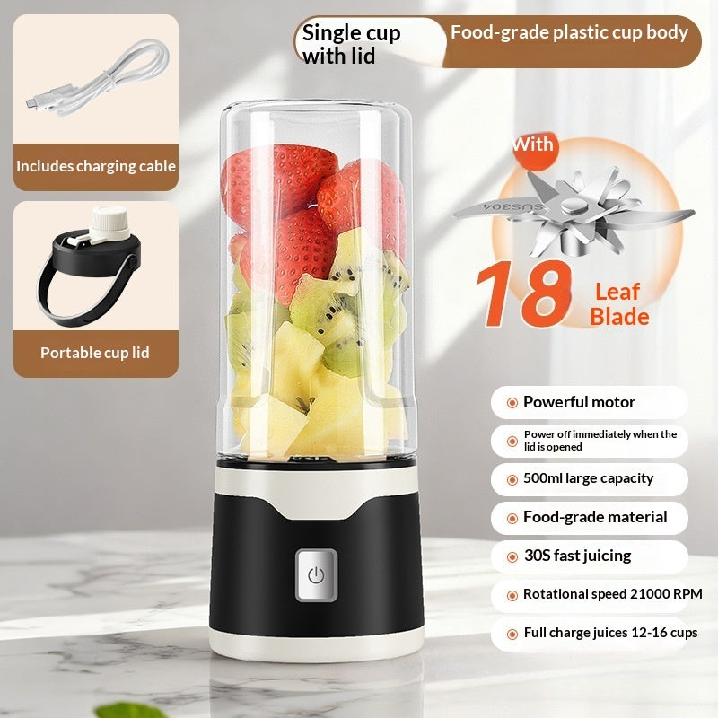 Rechargeable Electric Juicer Cup – Portable USB Blender with 6-Blade & Double Cup | 500ML