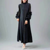 Middle East Plate Flower Loose Plus Size Pleated Extended Dress Oganza Long Sleeve Maxi Dress for Occasional events