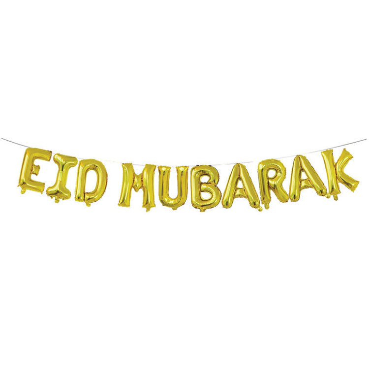 Eid Mubarak Foil Balloon Set – Silver Gold Rose Gold Letter & Crescent Balloons