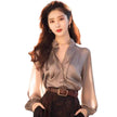 Chic And Beautiful Small Top Gray Blouse Shirt for Women