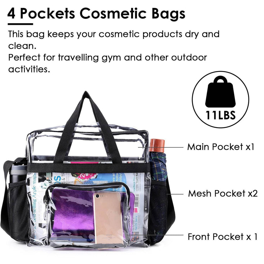 Clear PVC Transparent See through Shoulder Bag Waterproof Picnic Beach Bag