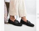 Women's Square Button Slip-On Flat Loafers for Banquet and Everyday Wear