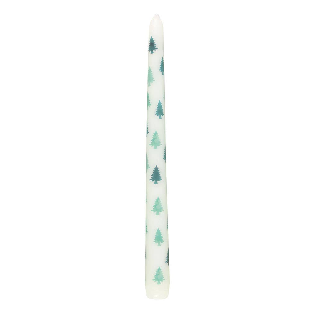 Green Fir Tree Christmas Candle Holder with Taper Candle