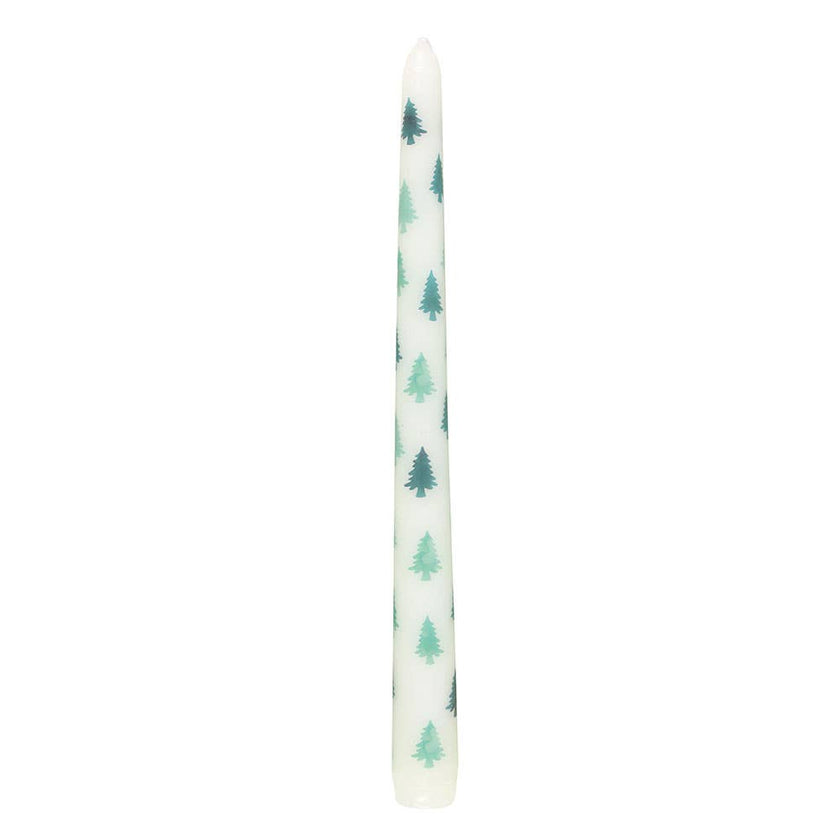 Green Fir Tree Christmas Candle Holder with Taper Candle