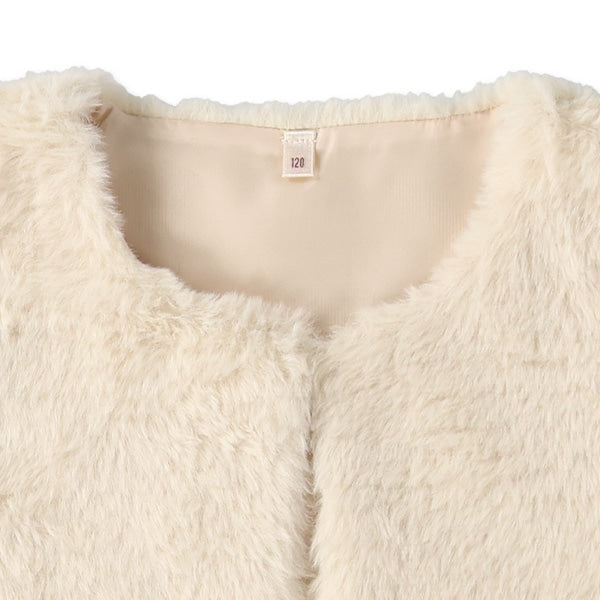 西松屋 ELFINDOLL フェイクファーリボンハートチャーム付きベスト 正規品