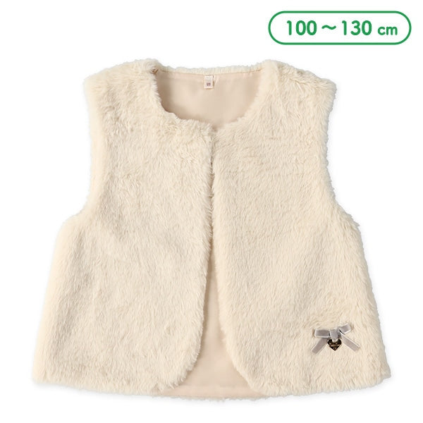 西松屋 ELFINDOLL フェイクファーリボンハートチャーム付きベスト 正規品