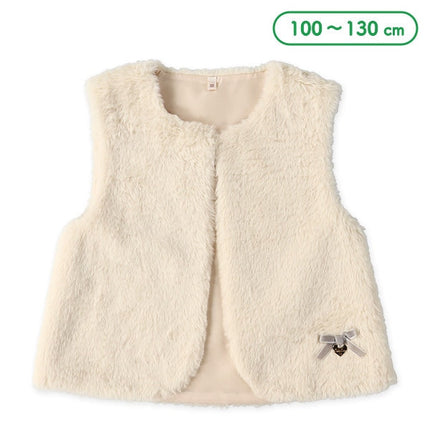 西松屋 ELFINDOLL フェイクファーリボンハートチャーム付きベスト 正規品