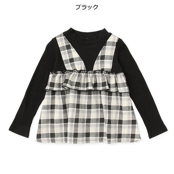 西松屋 ELFINDOLL テレコビエラチェックセット風長袖Tシャツ 正規品