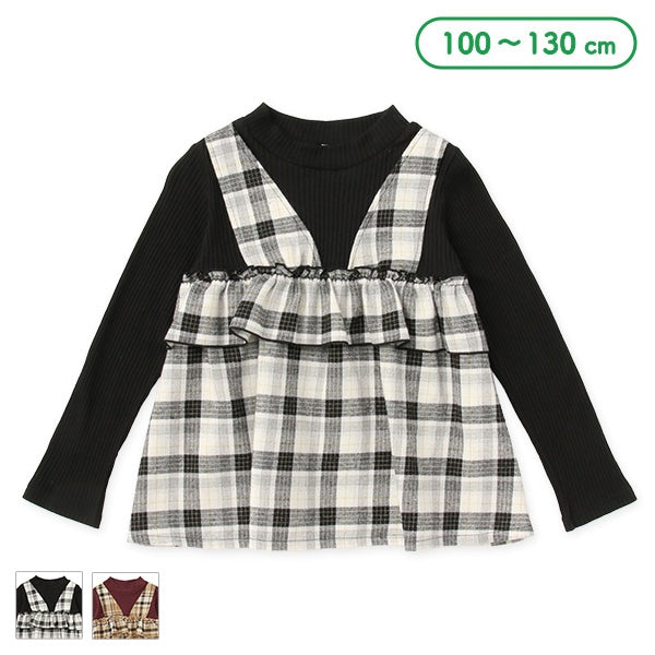 西松屋 ELFINDOLL テレコビエラチェックセット風長袖Tシャツ 正規品