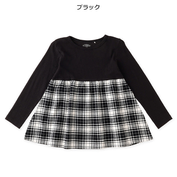 西松屋 ELFINDOLL CLASSIC テレコチェック切り替え長袖Tシャツ 正規品