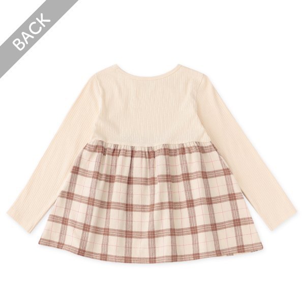 西松屋 ELFINDOLL CLASSIC テレコチェック切り替え長袖Tシャツ 正規品