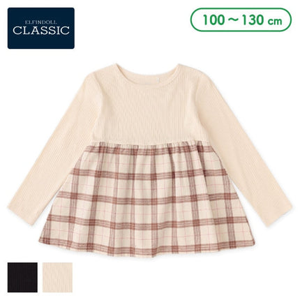 西松屋 ELFINDOLL CLASSIC テレコチェック切り替え長袖Tシャツ 正規品
