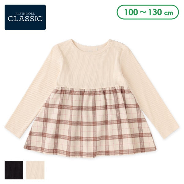 西松屋 ELFINDOLL CLASSIC テレコチェック切り替え長袖Tシャツ 正規品