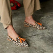 Pointed Toe Shallow Mouth Contrast Color Pointed Leopard Print Loafers Women