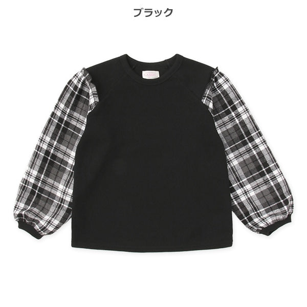西松屋 ELFINDOLL CLASSIC 裏起毛袖布帛チェックトレーナー 正規品