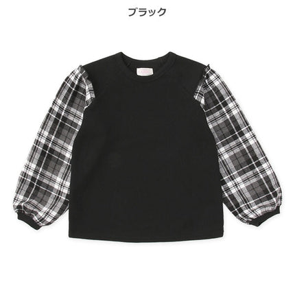 西松屋 ELFINDOLL CLASSIC 裏起毛袖布帛チェックトレーナー 正規品