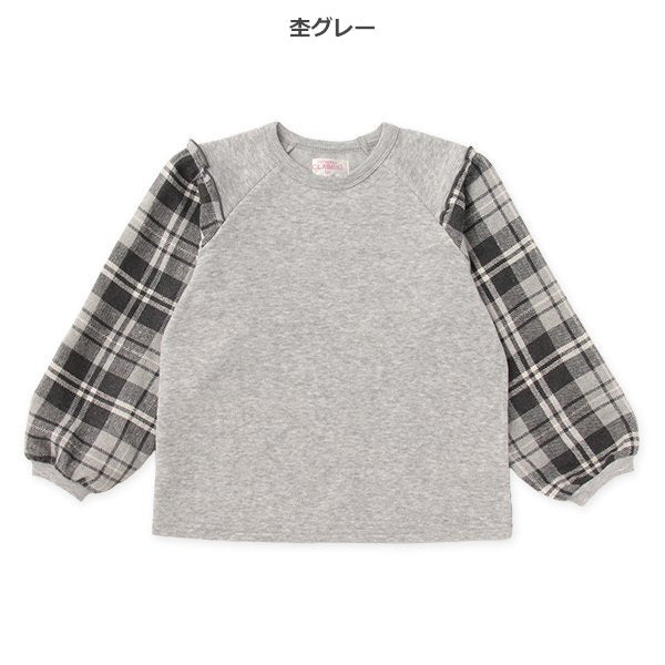 西松屋 ELFINDOLL CLASSIC 裏起毛袖布帛チェックトレーナー 正規品