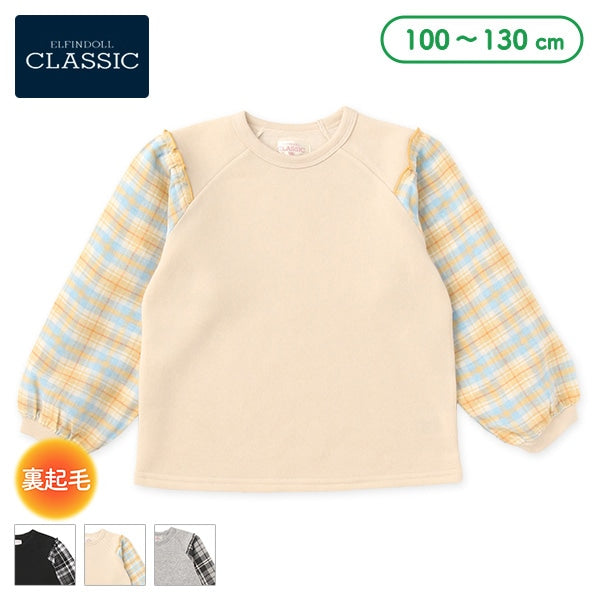 西松屋 ELFINDOLL CLASSIC 裏起毛袖布帛チェックトレーナー 正規品