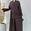 Plain Color Casual Lace Up Middle East Dubai Top And Skirt Suit Eid Abaya Jilbab Hijab Abaya for ArabWomen