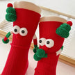 Cute Cartoon Christmas Socks Solid Cotton Middle-tube Stockings For Adults And Children