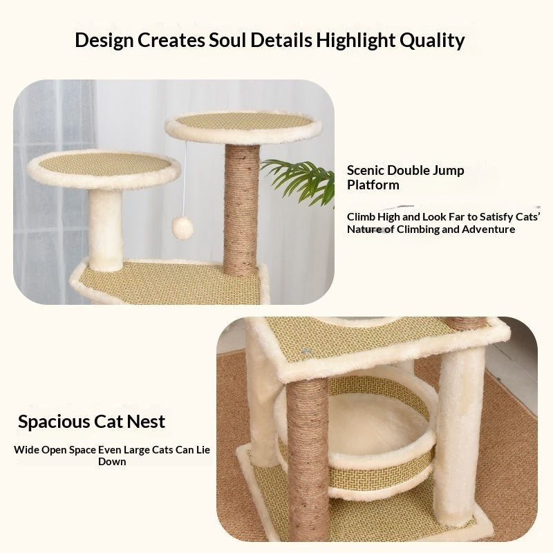 Integrated Cat Bed & Cat Tree Climbing Frame – Multi-Tier Wooden Cat Tower