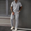 Men's Zip-Up Polo Shirt and Pants Two-Piece Set