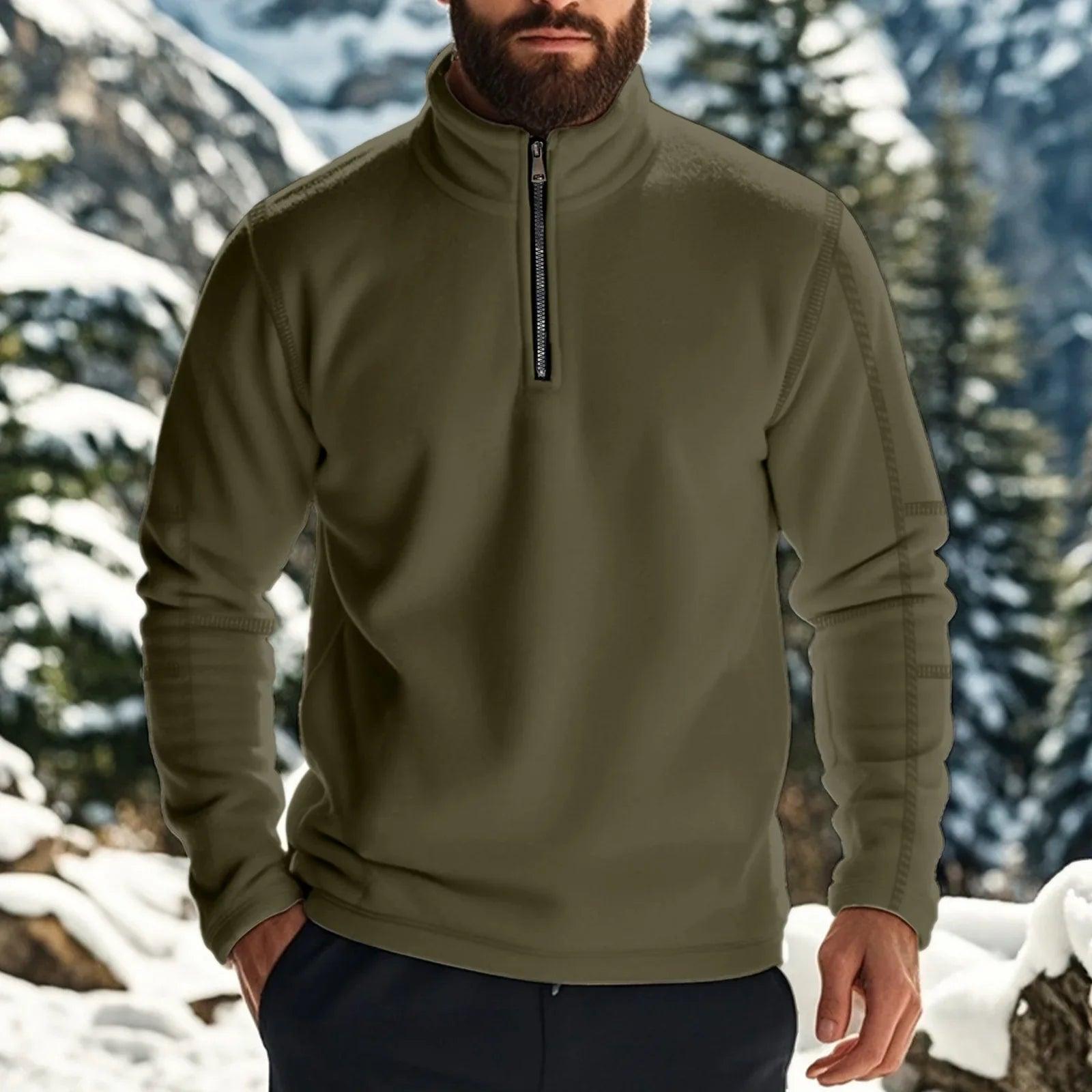 Solid Color Hoodies – Loose Fleece Pullover for Men in Winter