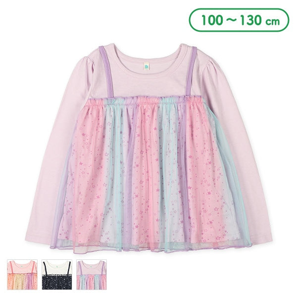 西松屋 ELFINDOLL 星柄チュールキャミレイヤード風長袖Tシャツ正規品