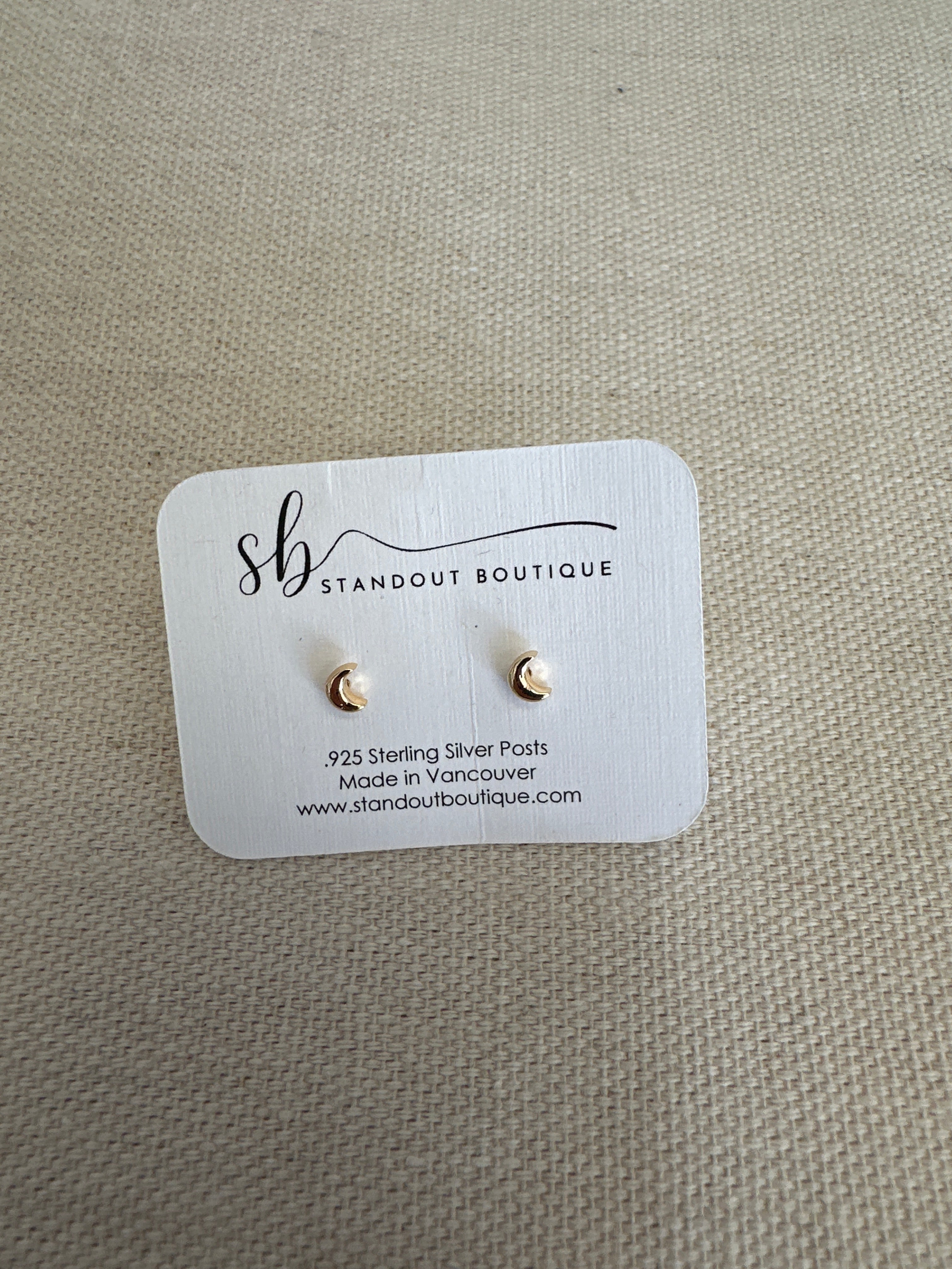 Standout Boutique Moon Gold Stud Earrings