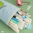 Kawaii Cartoon Canvas Pencil Case – Cute Round Pencil Bag for Kids & Students