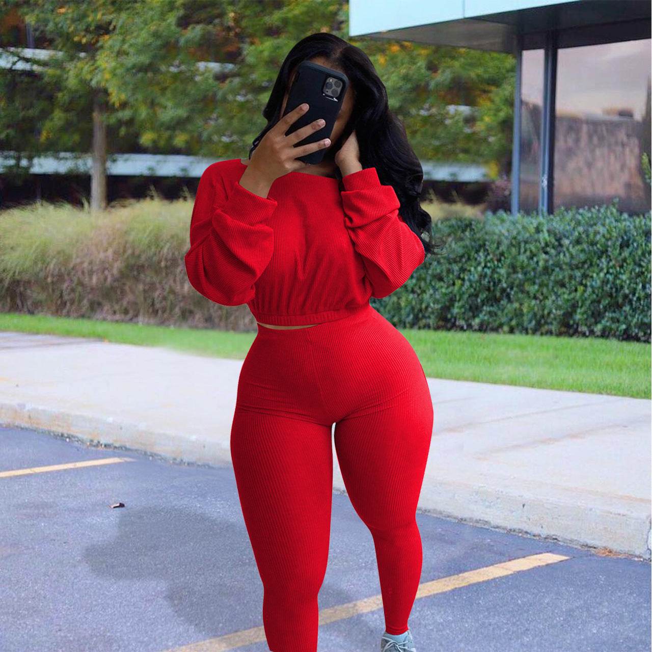 Ladies Autumn 2pcs Athleisure wear Outfit set