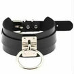 Gothic Punk Wide PU Leather O Ring BDSM Collar Choker Necklace Women Bondage Collar