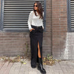Women's Retro Casual Black High Waist Long front Split Skirt