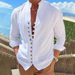 Men's Cotton Linen Casual Loose Long Sleeve Shirt