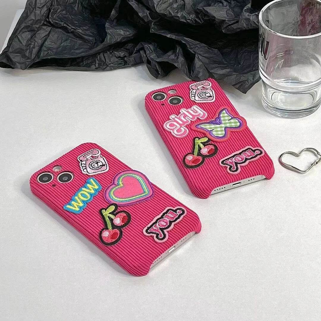 Embroidered Love Cherry Patch iphone Case women