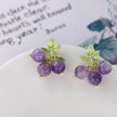 Female Purple Blueberry Fruit Beaded Earrings