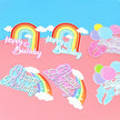 Birthday Cake Decoration Inserts – Rainbow & Balloon Baking Toppers (10 PCS)