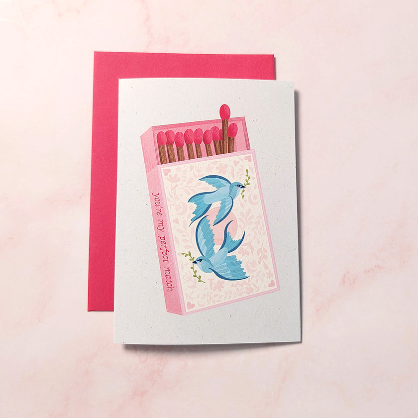You're My Perfect Match | Sparrow Bird Mini Greeting Card