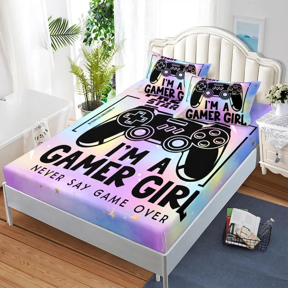Fitted Sheet Duvet Cover Three-piece Gamepad Cool Mattress Cover