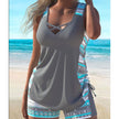 Women's Split Large Sport Conservative Style Wide Shoulder Strap Tankini Swimsuit Set